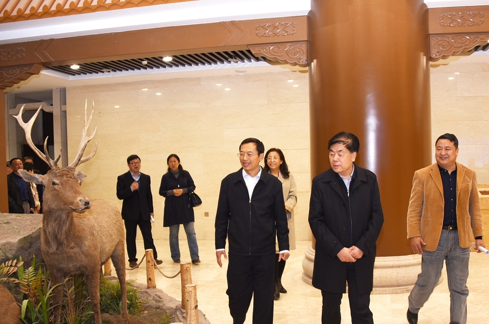调研组在位于我校综合楼的黑龙江中医药博物馆进行调研